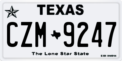 TX license plate CZM9247