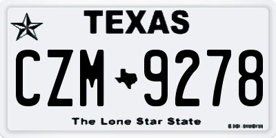 TX license plate CZM9278