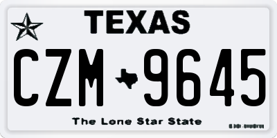 TX license plate CZM9645