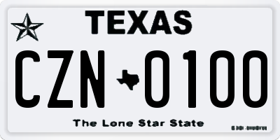 TX license plate CZN0100