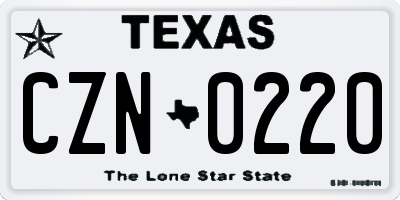 TX license plate CZN0220