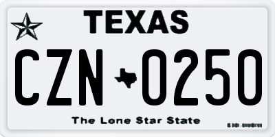TX license plate CZN0250