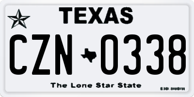 TX license plate CZN0338