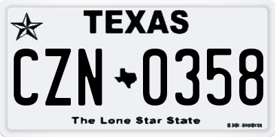 TX license plate CZN0358