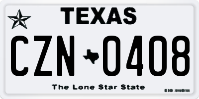 TX license plate CZN0408
