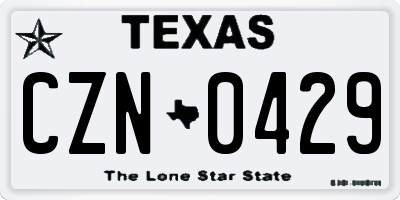 TX license plate CZN0429