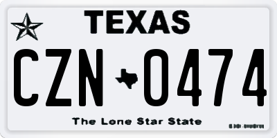TX license plate CZN0474