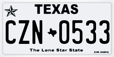 TX license plate CZN0533