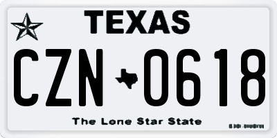TX license plate CZN0618