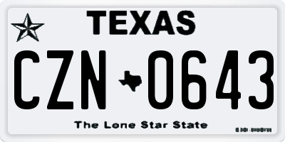 TX license plate CZN0643