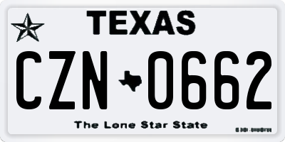 TX license plate CZN0662