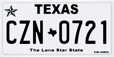 TX license plate CZN0721
