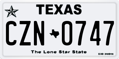 TX license plate CZN0747