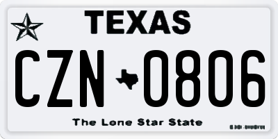 TX license plate CZN0806