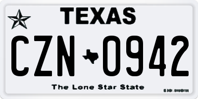TX license plate CZN0942