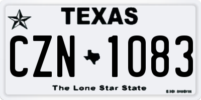 TX license plate CZN1083
