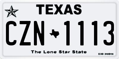 TX license plate CZN1113