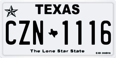 TX license plate CZN1116