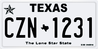 TX license plate CZN1231