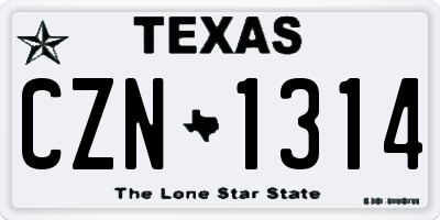 TX license plate CZN1314