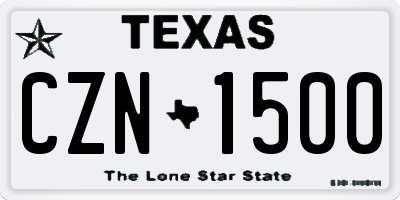 TX license plate CZN1500