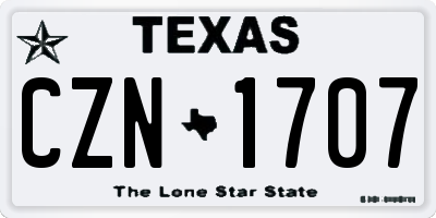 TX license plate CZN1707