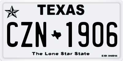 TX license plate CZN1906