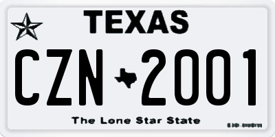 TX license plate CZN2001