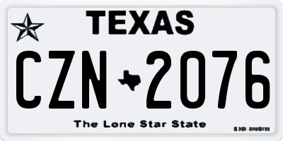TX license plate CZN2076