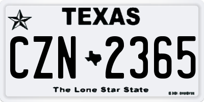 TX license plate CZN2365