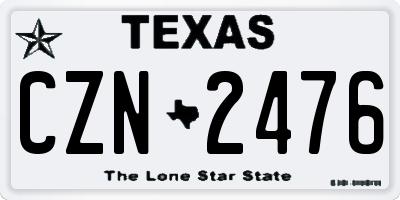 TX license plate CZN2476