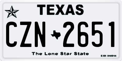 TX license plate CZN2651