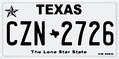 TX license plate CZN2726