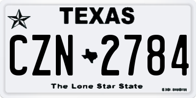 TX license plate CZN2784