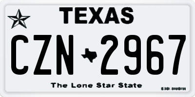 TX license plate CZN2967