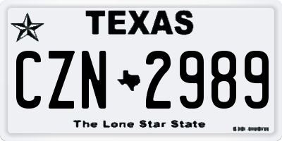 TX license plate CZN2989