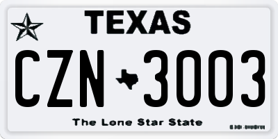 TX license plate CZN3003