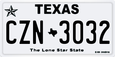 TX license plate CZN3032