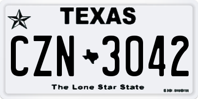 TX license plate CZN3042