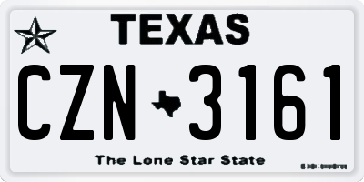 TX license plate CZN3161