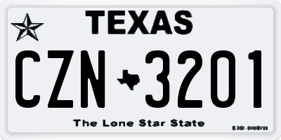 TX license plate CZN3201