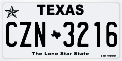 TX license plate CZN3216