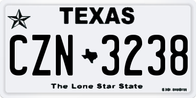TX license plate CZN3238