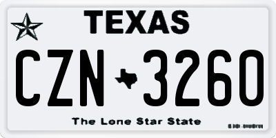 TX license plate CZN3260
