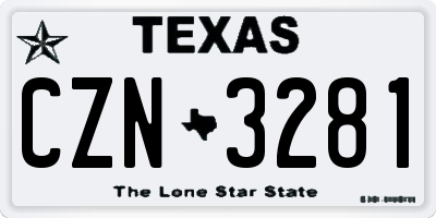TX license plate CZN3281