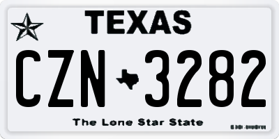 TX license plate CZN3282