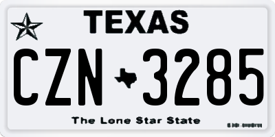 TX license plate CZN3285