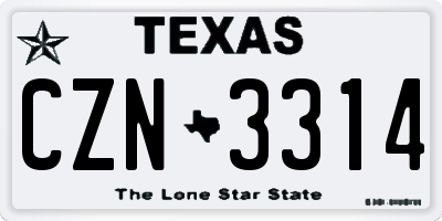 TX license plate CZN3314