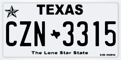 TX license plate CZN3315