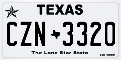 TX license plate CZN3320